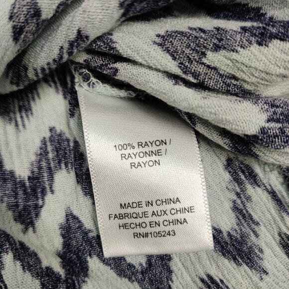 Bobeau Women's Dress Size L White Navy Chevron Rayon Summer Lagenlook Whimsical - Picture 7 of 10